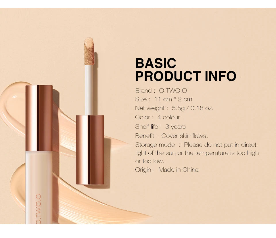 O.TWO.O Makeup Face Concealer Full Coverage Long Lasting Waterproof Liquid Base Eye Dark Circles Concealer