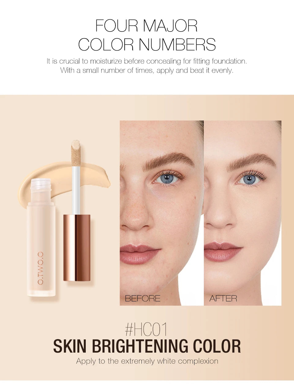 O.TWO.O Makeup Face Concealer Full Coverage Long Lasting Waterproof Liquid Base Eye Dark Circles Concealer