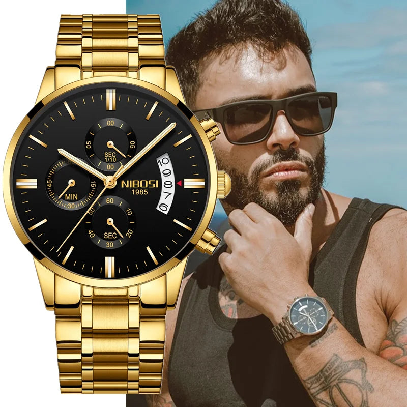 2024 NIBOSI Luxury Watch for Men Top Brand Quartz Fashion Men Watches Auto Date Waterproof Luminous Male Clock Reloj Hombre