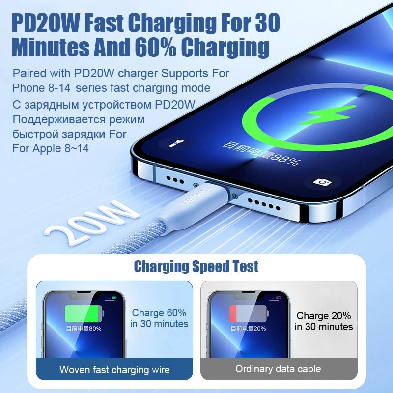 FUKABO PD 20W Fast Charging Charger Cable For Apple iPhone 14 13 12 11 Pro Max Mini 8 Plus X XR XS USB C Cable Phone Accessories