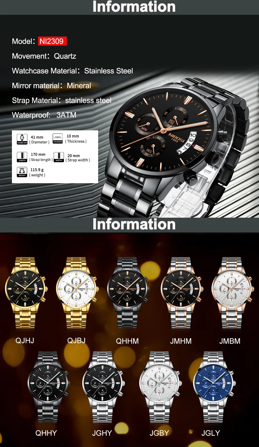 2024 NIBOSI Luxury Watch for Men Top Brand Quartz Fashion Men Watches Auto Date Waterproof Luminous Male Clock Reloj Hombre