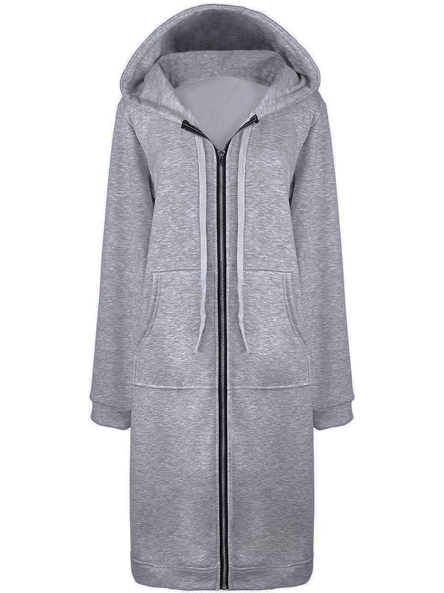 Once 2023 Casual Women Long Hoodies Sweatshirt Coat Zip Up Outerwears Hooded Jacket Winter Pockets Plus Size Outwear Tops