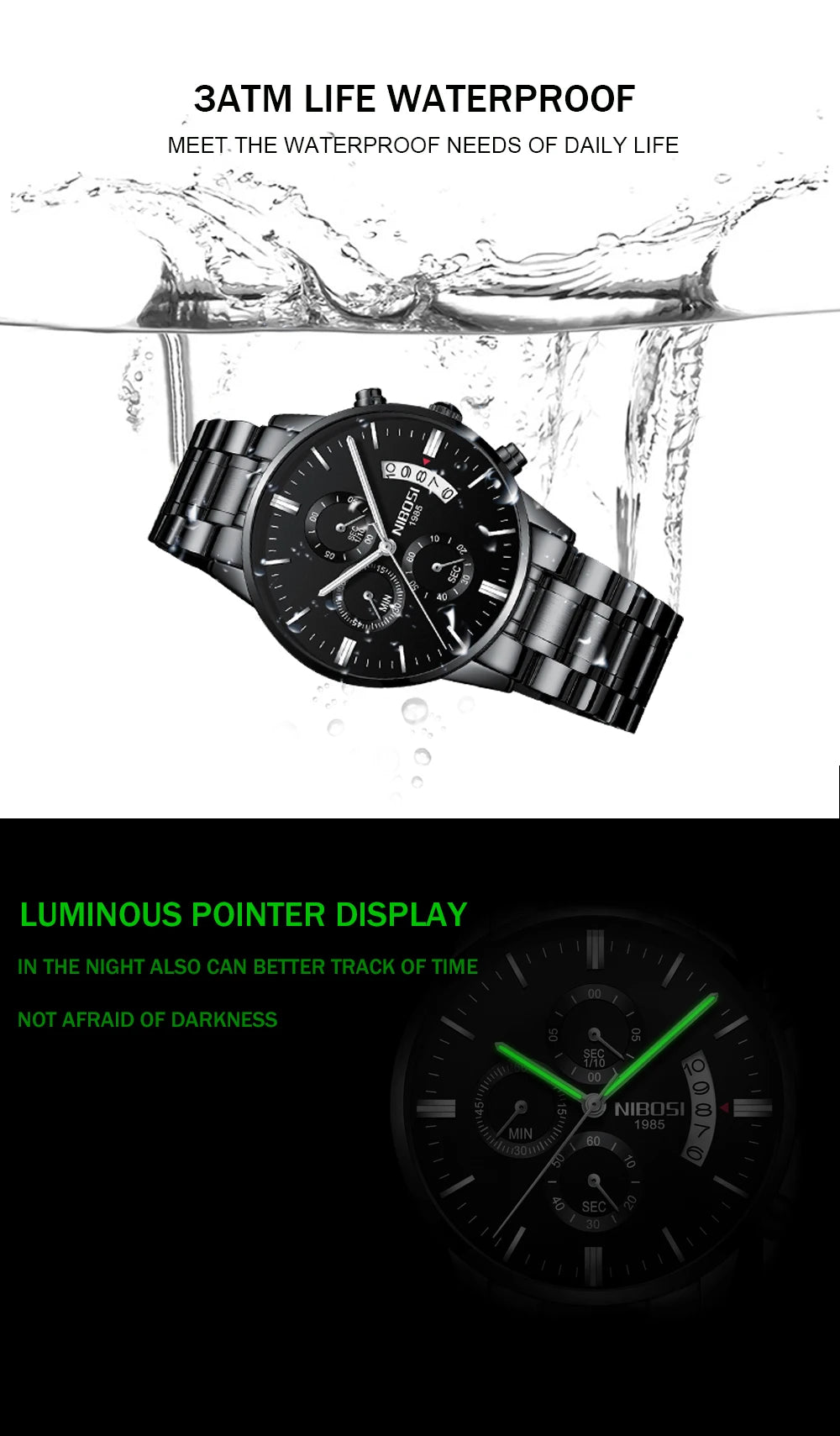 2024 NIBOSI Luxury Watch for Men Top Brand Quartz Fashion Men Watches Auto Date Waterproof Luminous Male Clock Reloj Hombre