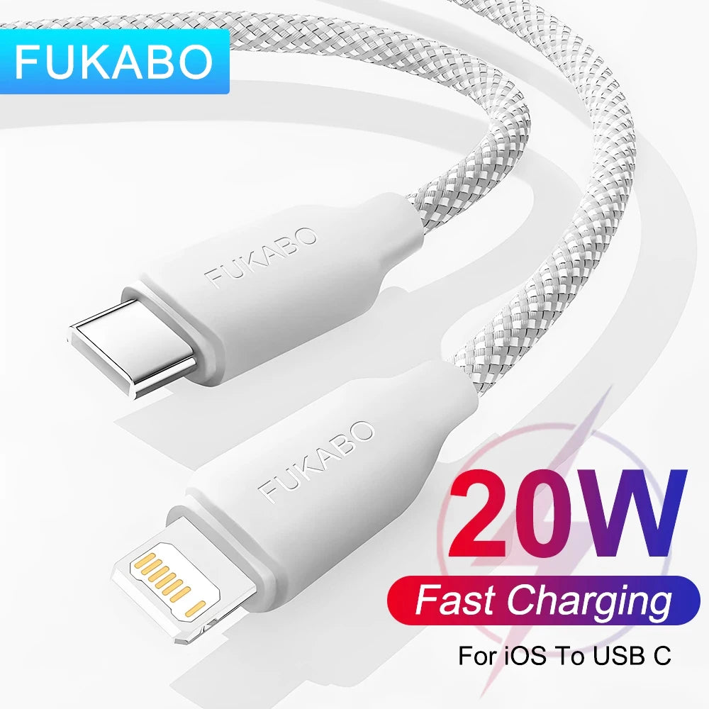 FUKABO PD 20W Fast Charging Charger Cable For Apple iPhone 14 13 12 11 Pro Max Mini 8 Plus X XR XS USB C Cable Phone Accessories