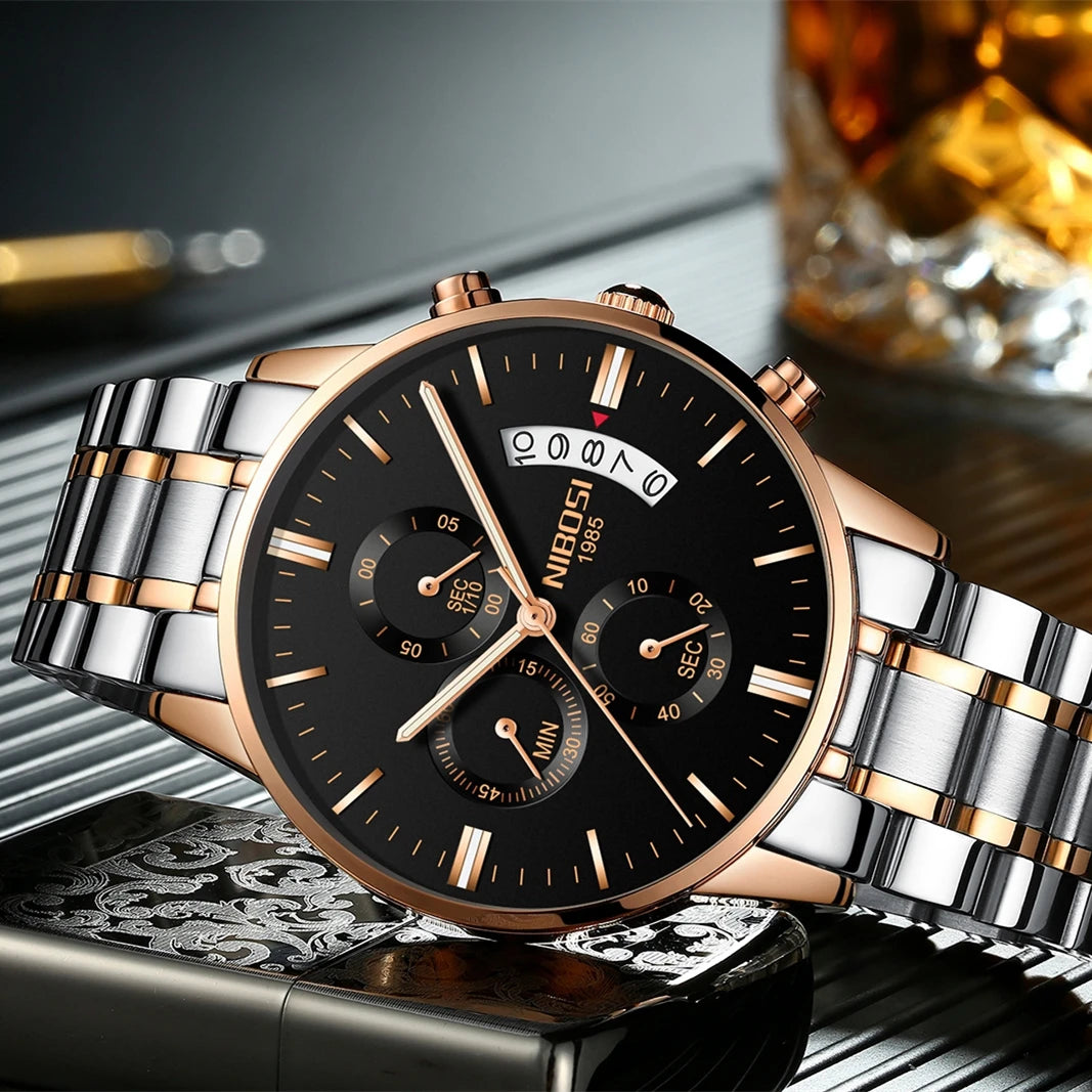 2024 NIBOSI Luxury Watch for Men Top Brand Quartz Fashion Men Watches Auto Date Waterproof Luminous Male Clock Reloj Hombre